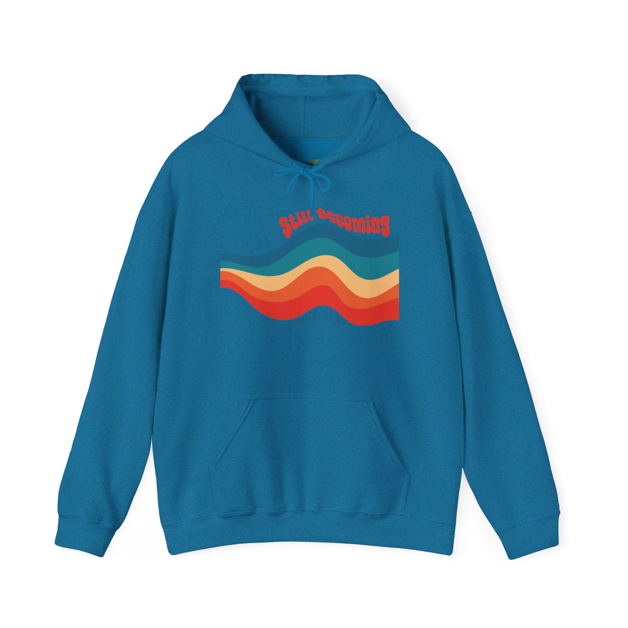 Still Becoming hoodie | retro rainbow wave graphic