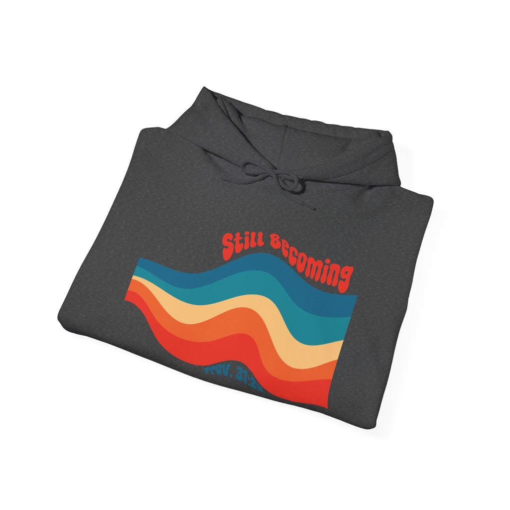 Still Becoming hoodie | retro rainbow wave graphic