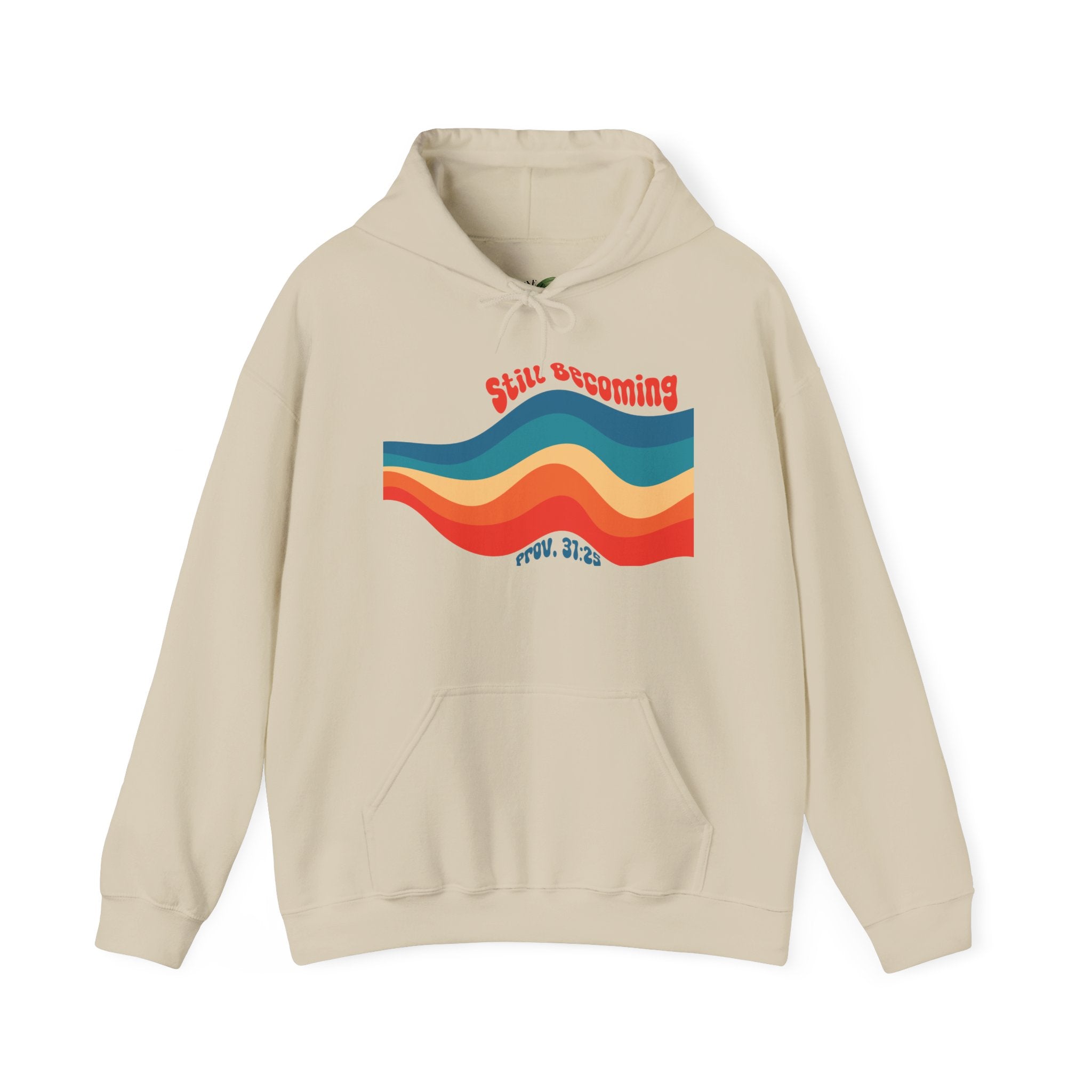 Still Becoming hoodie | retro rainbow wave graphic