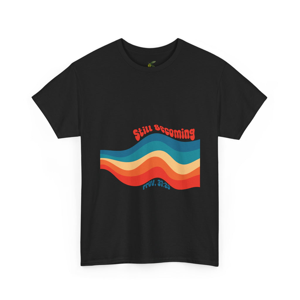 Proverbs 31:25 Retro Rainbow Wave T-Shirt