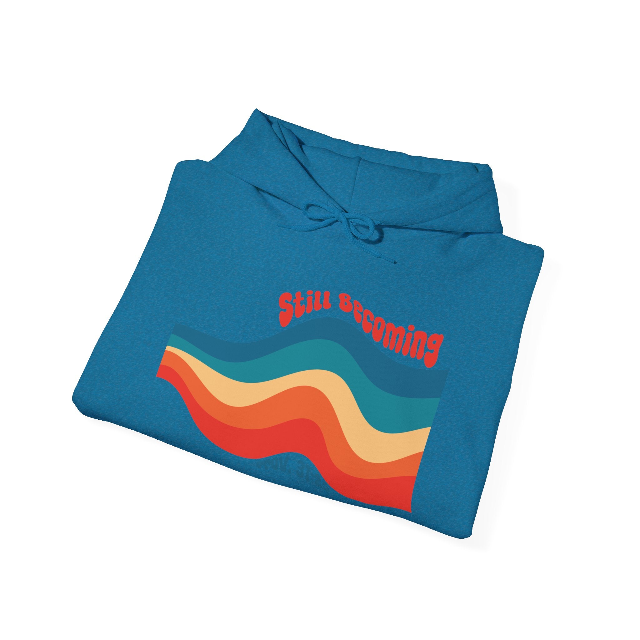 Still Becoming hoodie | retro rainbow wave graphic