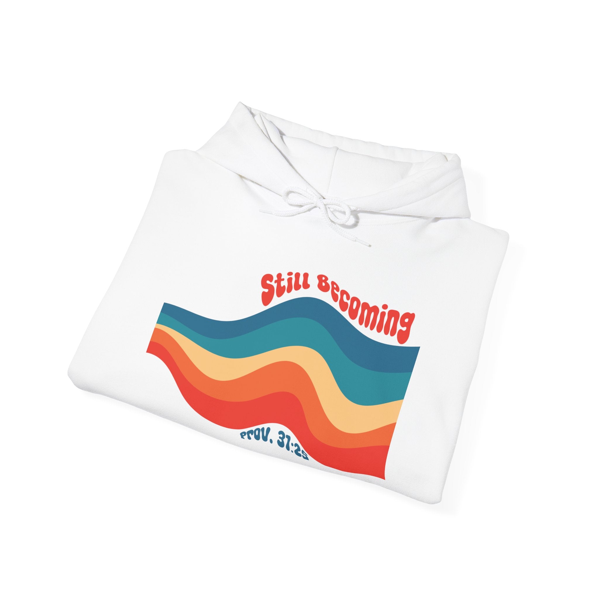 Still Becoming hoodie | retro rainbow wave graphic