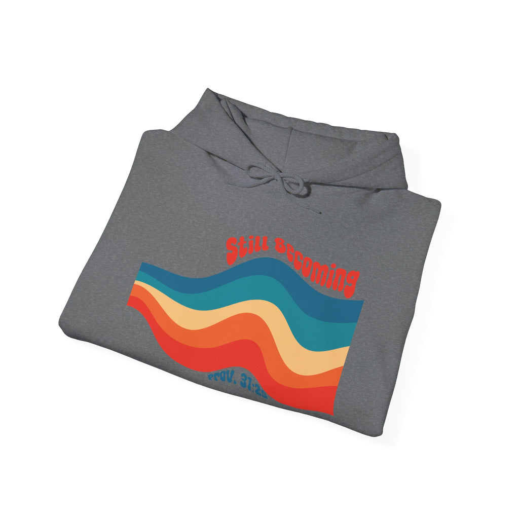 Still Becoming hoodie | retro rainbow wave graphic