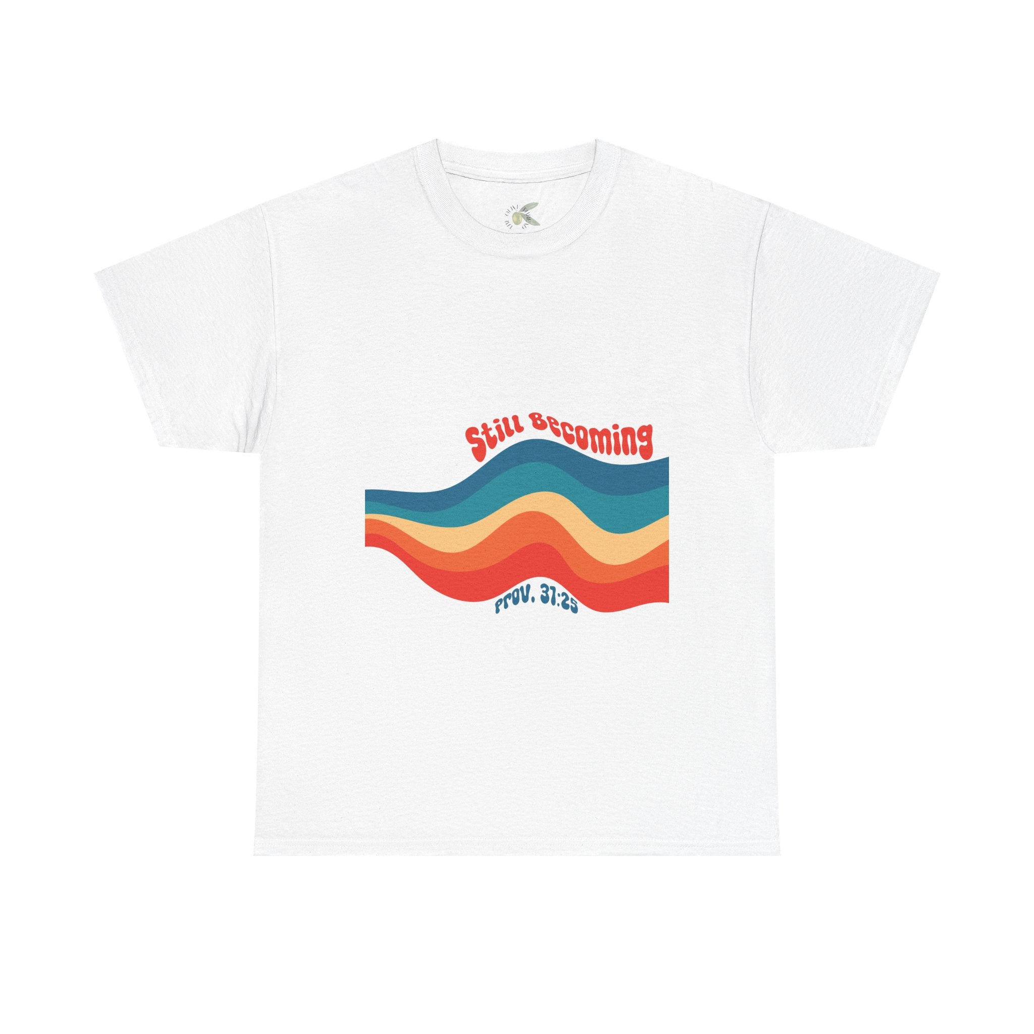 Proverbs 31:25 Retro Rainbow Wave T-Shirt