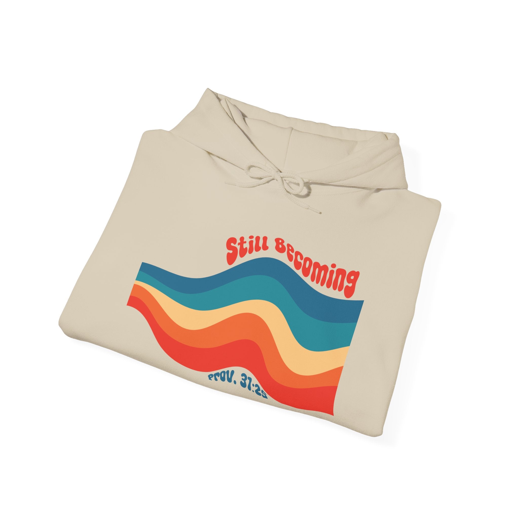 Still Becoming hoodie | retro rainbow wave graphic