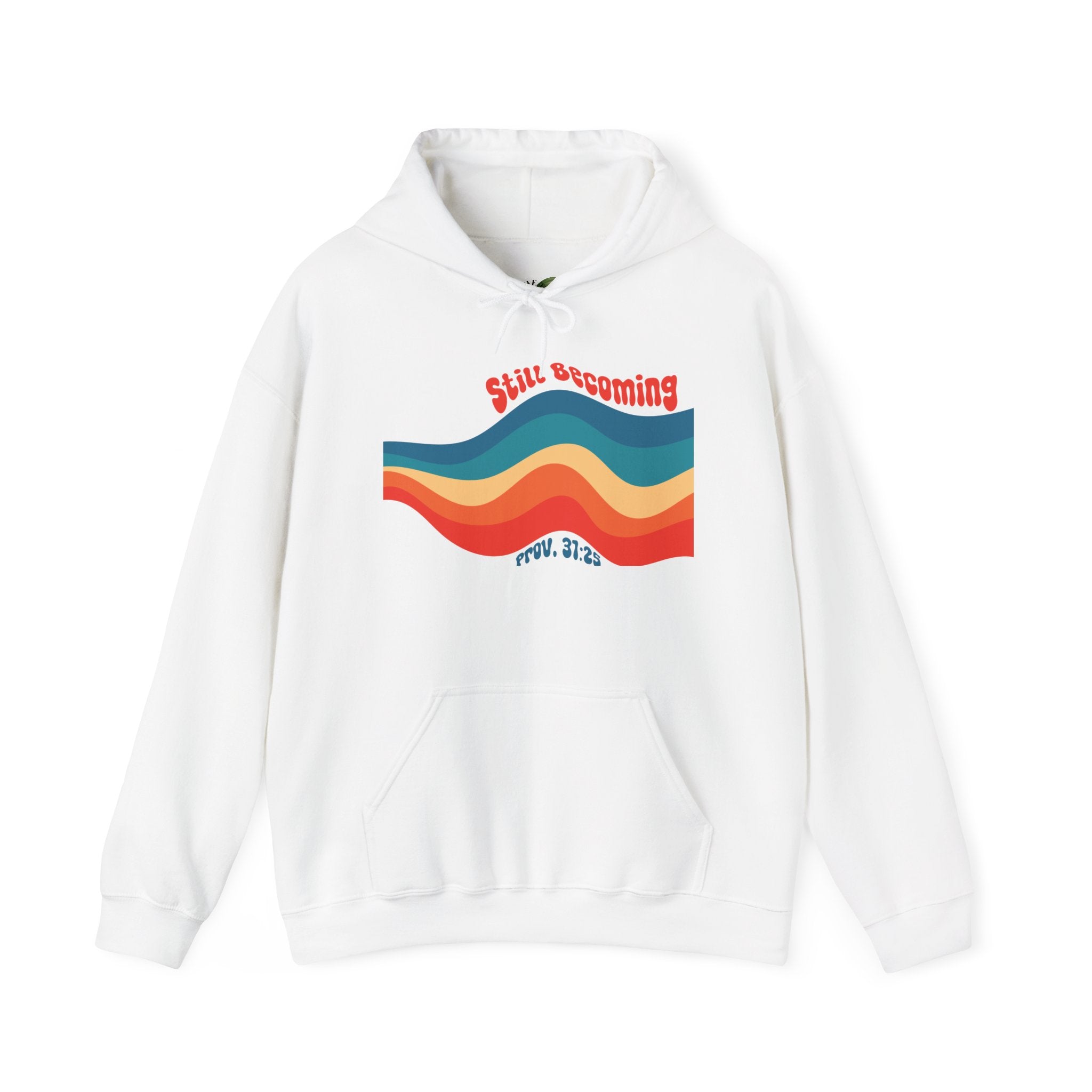 Still Becoming hoodie | retro rainbow wave graphic