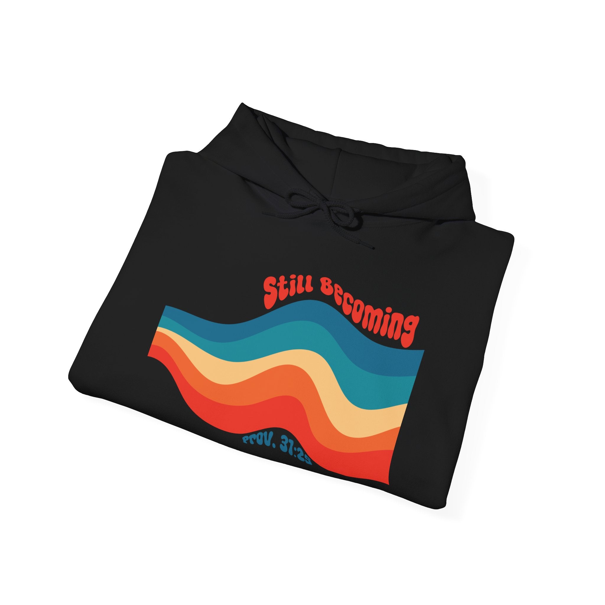 Still Becoming hoodie | retro rainbow wave graphic