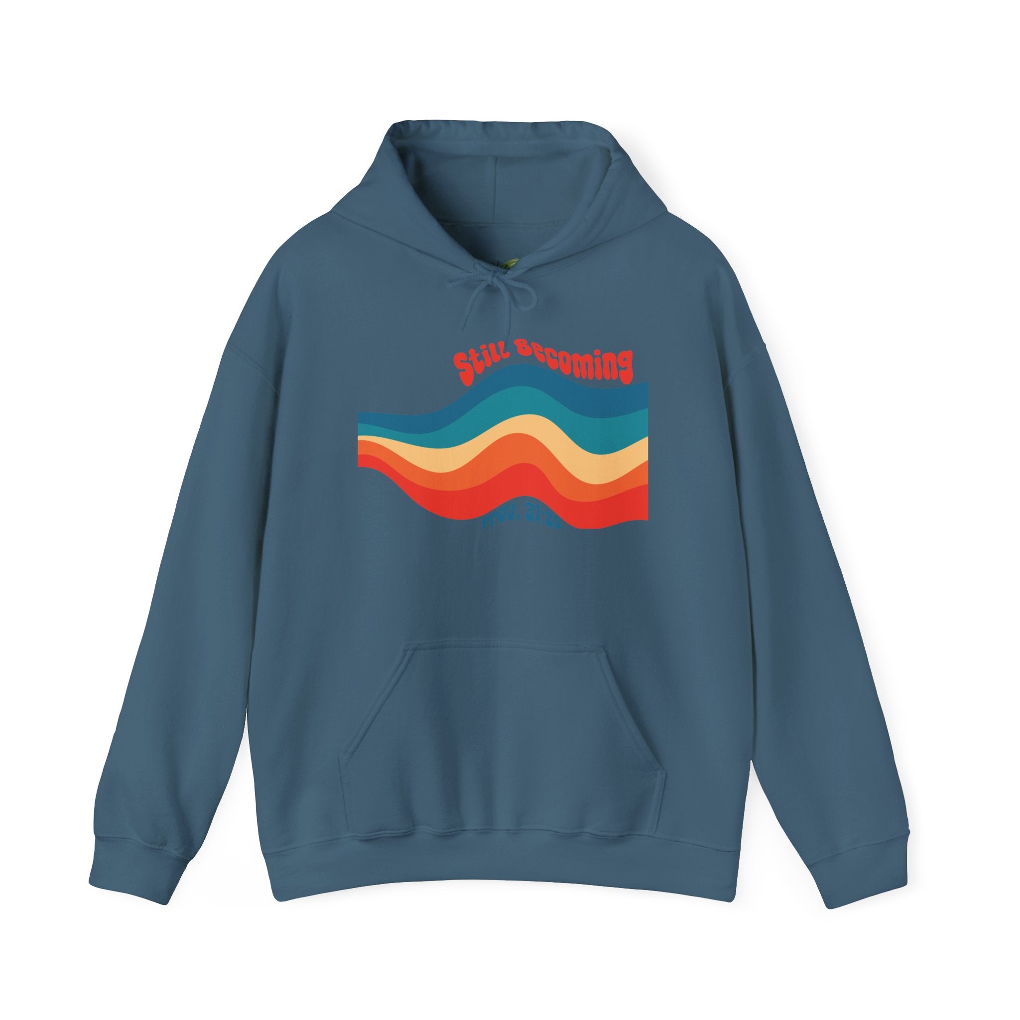 Still Becoming hoodie | retro rainbow wave graphic