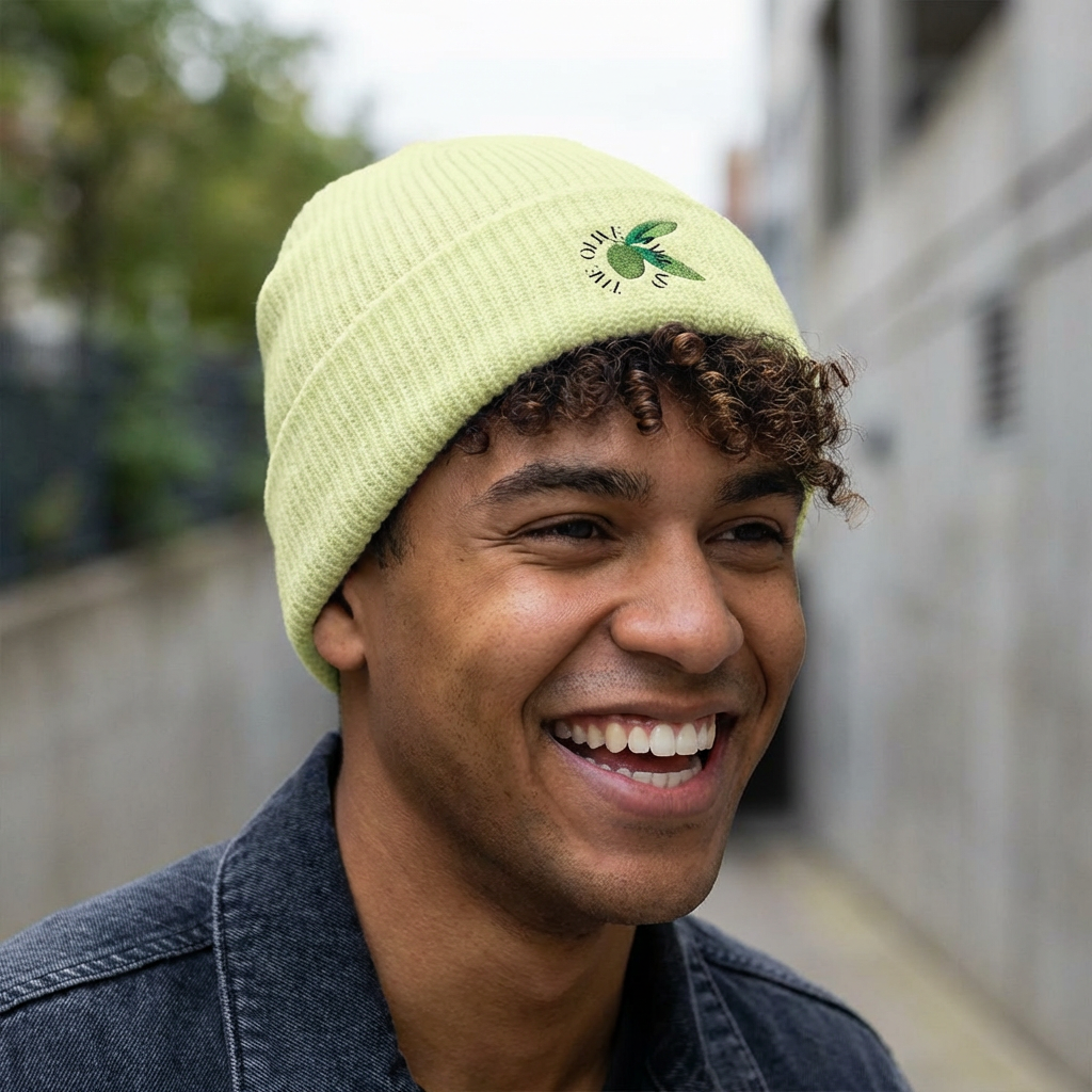 The Olive Thread Cuff Beanie | Embroidered