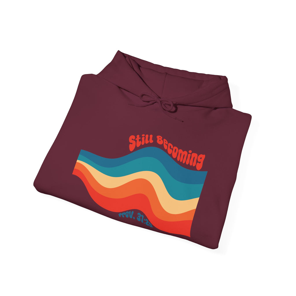 Still Becoming hoodie | retro rainbow wave graphic