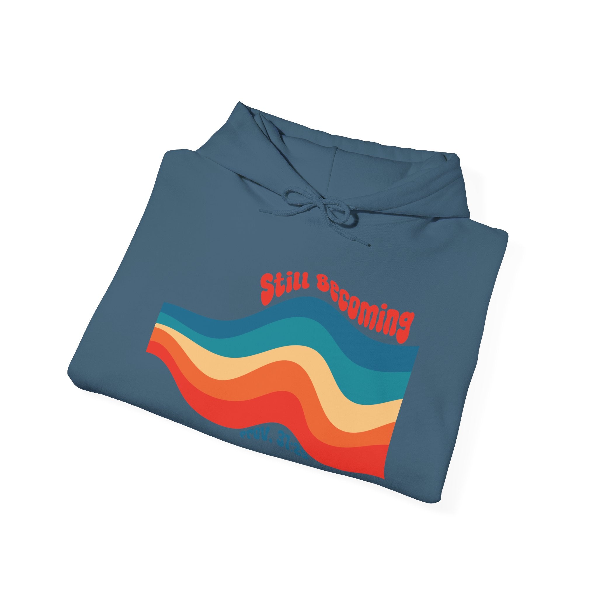 Still Becoming hoodie | retro rainbow wave graphic