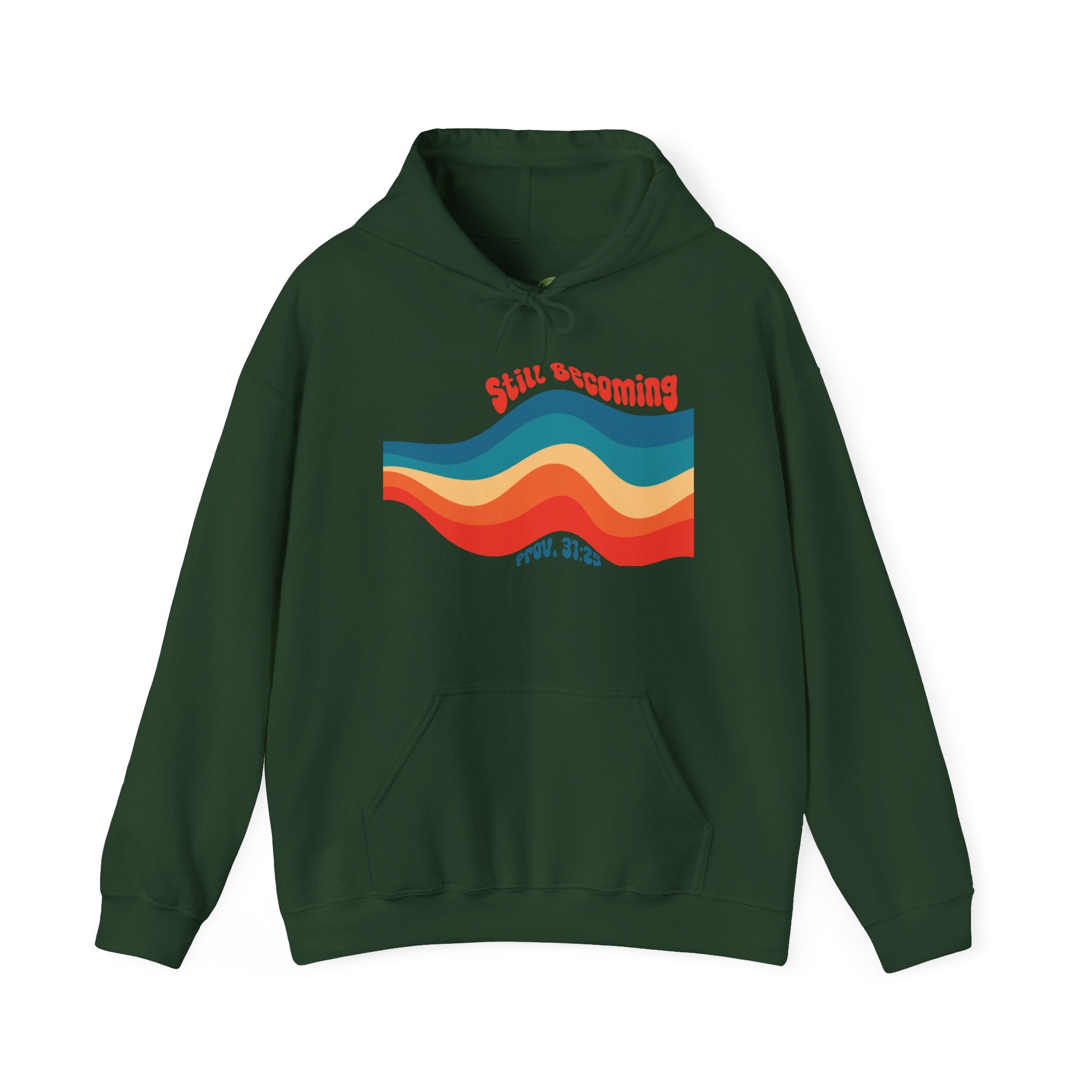 Still Becoming hoodie | retro rainbow wave graphic