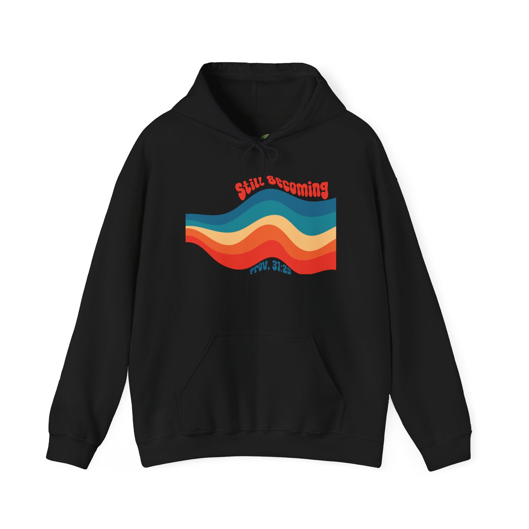 Still Becoming hoodie | retro rainbow wave graphic