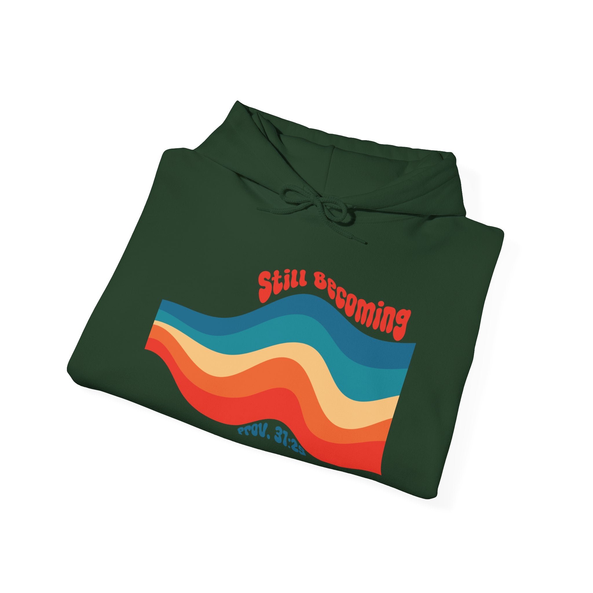 Still Becoming hoodie | retro rainbow wave graphic