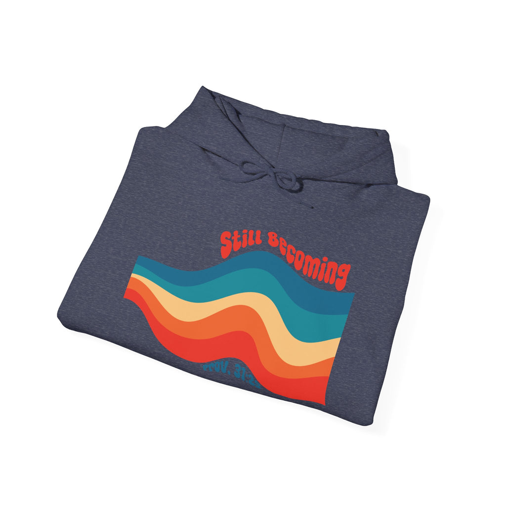 Still Becoming hoodie | retro rainbow wave graphic