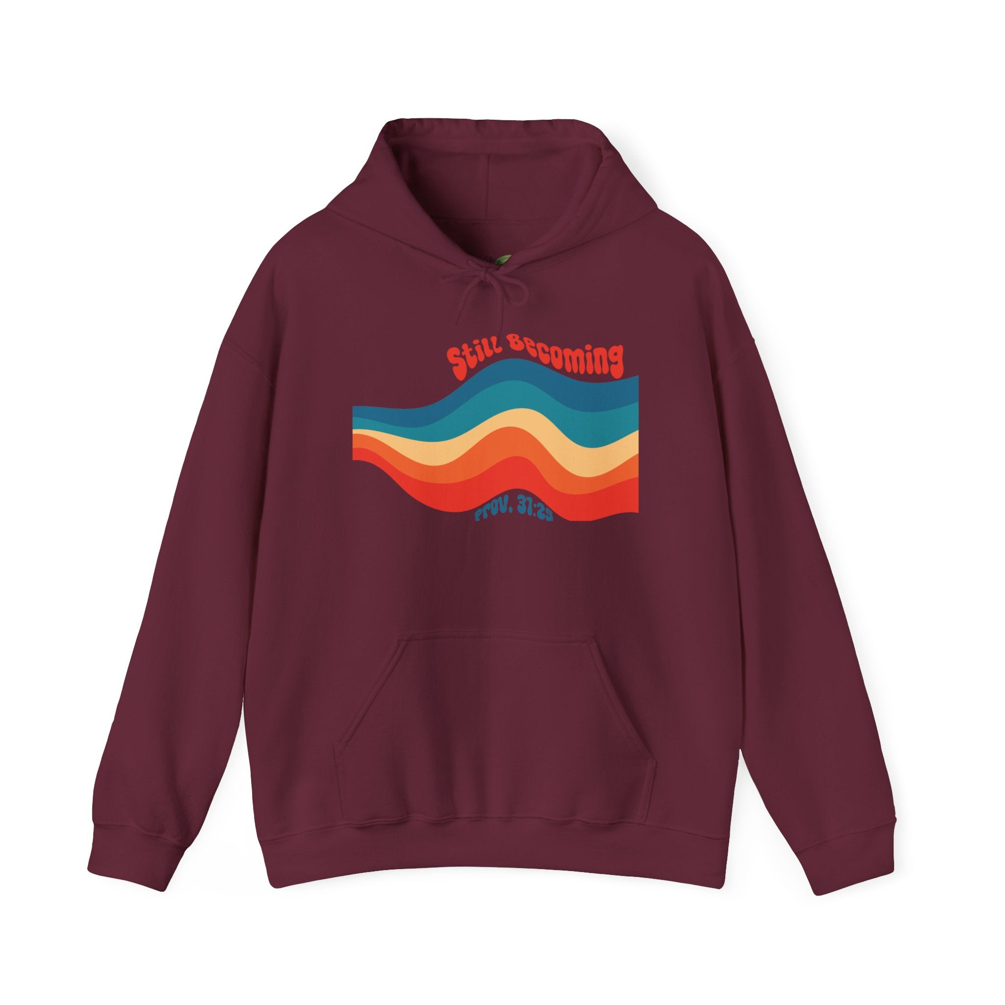 Still Becoming hoodie | retro rainbow wave graphic